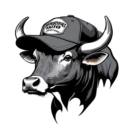 Bull With Baseball Cap