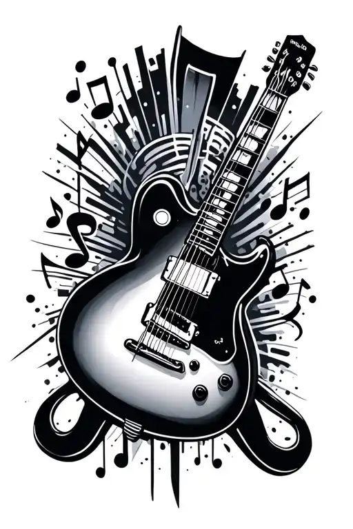 Guitar And Music Note In