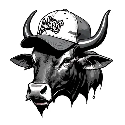 Evil Bull With Baseball Cap