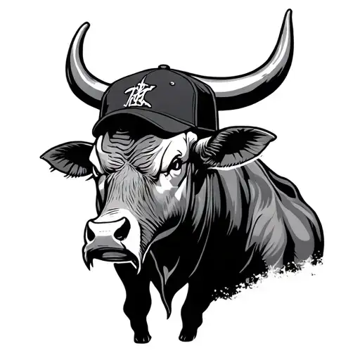 Evil Bull With Baseball Cap
