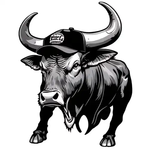 Evil Bull With Baseball Cap