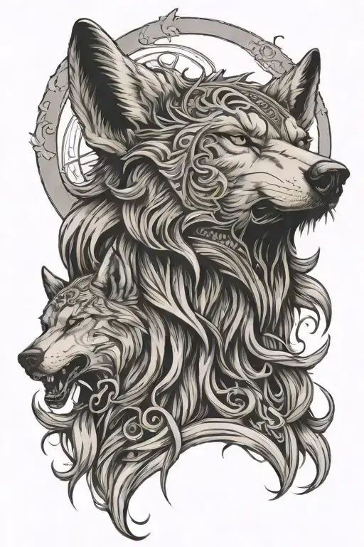 Wolf Howling With A Nord Mythology Intertwined With Scary