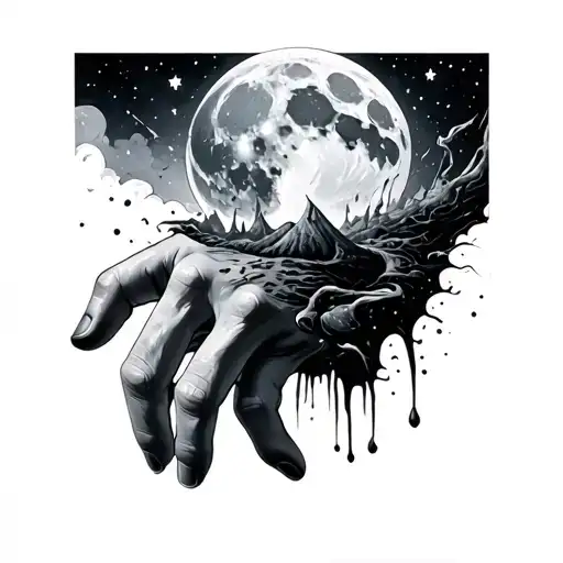 Hands With Exploded Moon And Growing