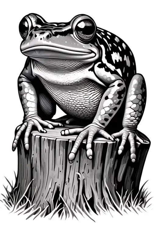 A Frog Sitting On A Stump