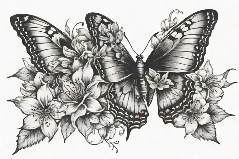 Butterfly And Flowers Collarbone For Female