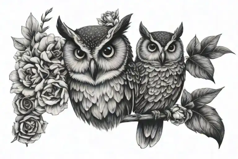 Owl And Flowers Collarbone For Female