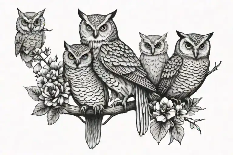 Birds And Owls On Female Collarbone