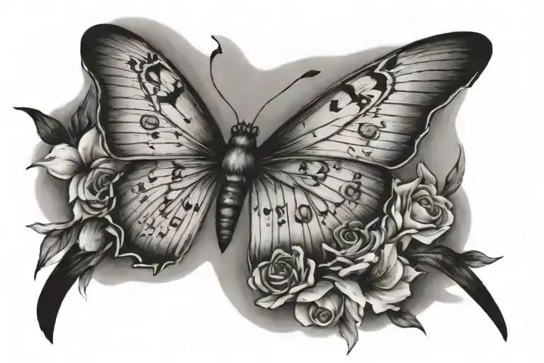 Butterfly And Brids On Female Collarbone