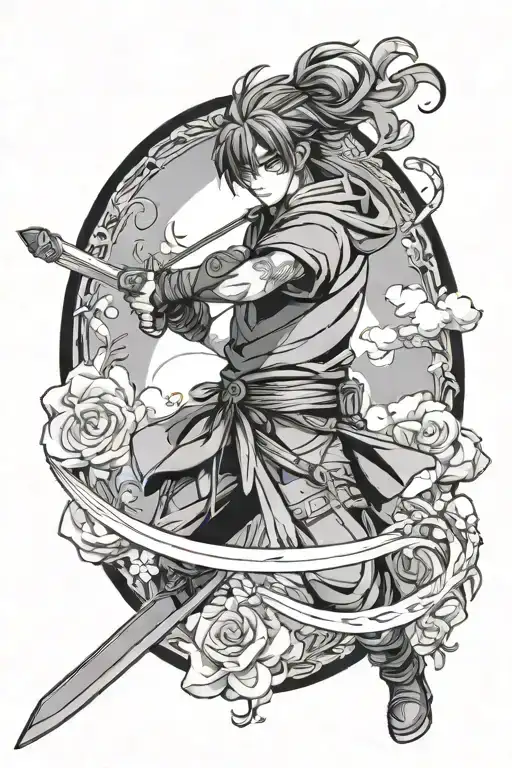 Anime Character Holding Sword