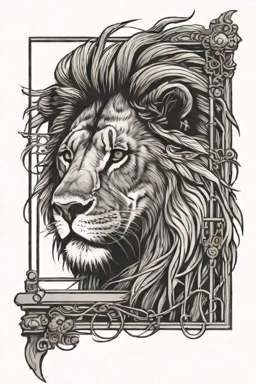 Lion Behind A Fence