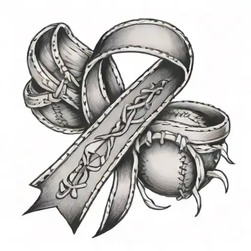 Open Lung Cancer Ribbon With Baseball Stitching Inside