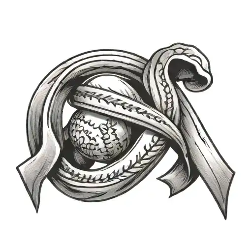 Lung Cancer Ribbon With Baseball Stitching Inside Representing