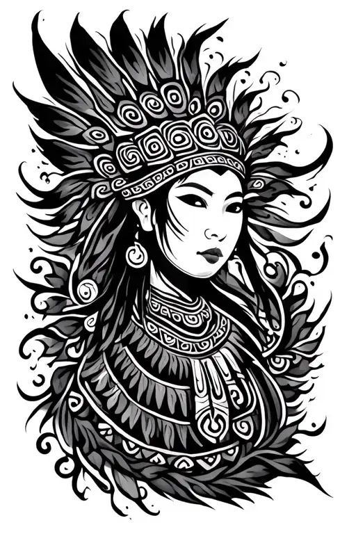 Tribal Hmong Design With Certain Elements Fading Into Background And Poping Out Into Foreground