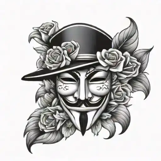 Guy Fawkes Mask And Flowers