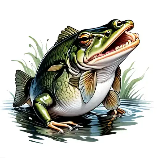 Largemouth Bass Eating A Frog