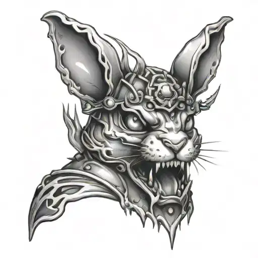 Melting Bunny With A Spiked Choker And Demon Eyes