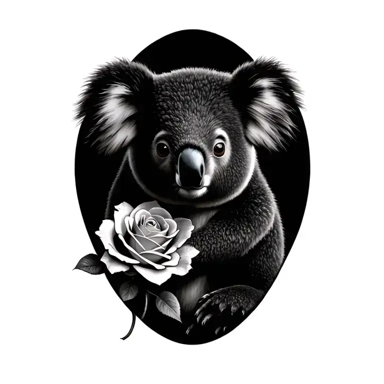 Koala With A Rose