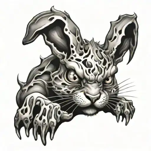 Melting Bunny With Demon Eyes Looking