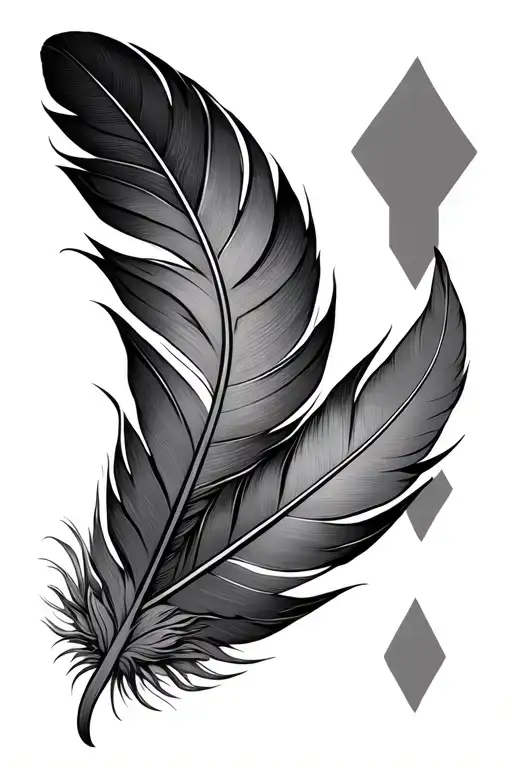 A Feather Tattoo With Geometric Design And Japanese Inspired