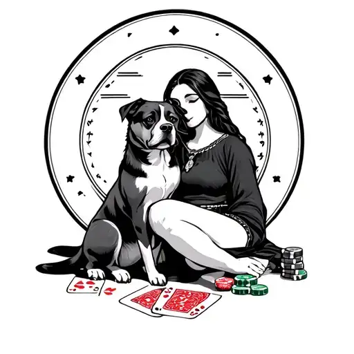 Virgo And Gambler With Dog Sitting