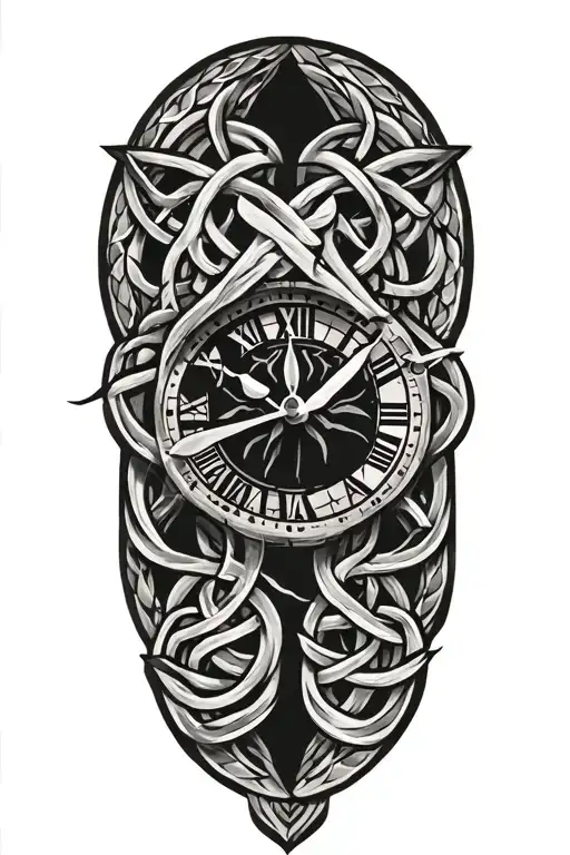 Celtic Tree Of Life In Clock Face Surrounded By Celtic Knot