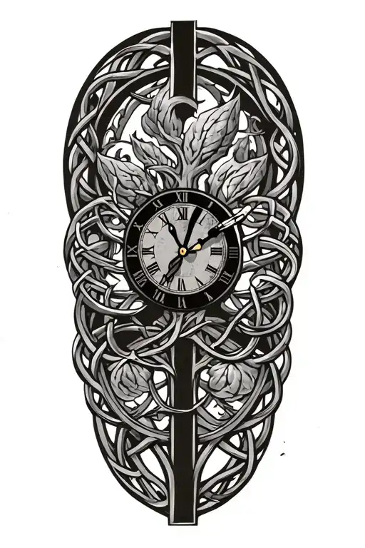 Celtic Tree Of Life In Clock Face Surrounded By Celtic Knot