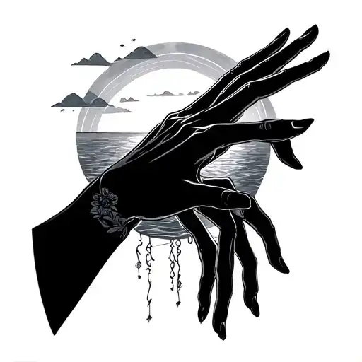 I Was Enchanted To Meet You With Sunset And 2 Hand Reaching Out