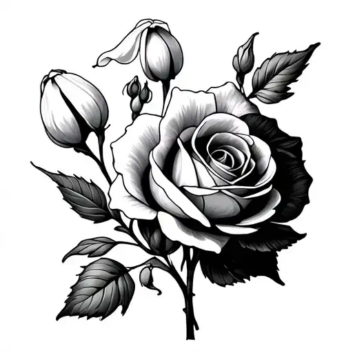 Carnation Snowdrop Rose And Honeysuckles Intertwined