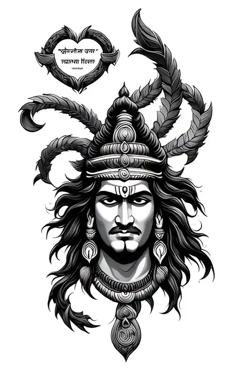 Shiva Trishul With Handle As Quote Har Mahadev In Sanskrit