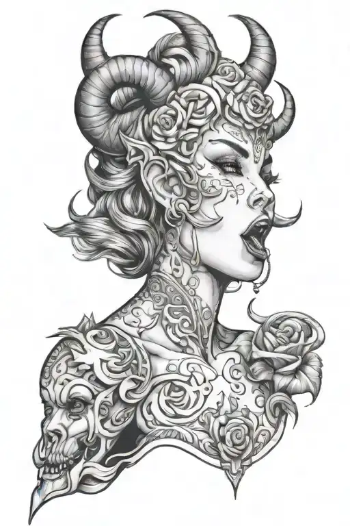 Woman Lighting Tongue Devil Sexy Aries