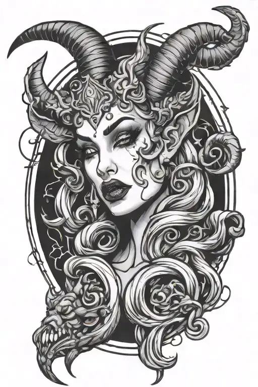 Woman Lighting Tongue Devil Sexy Aries