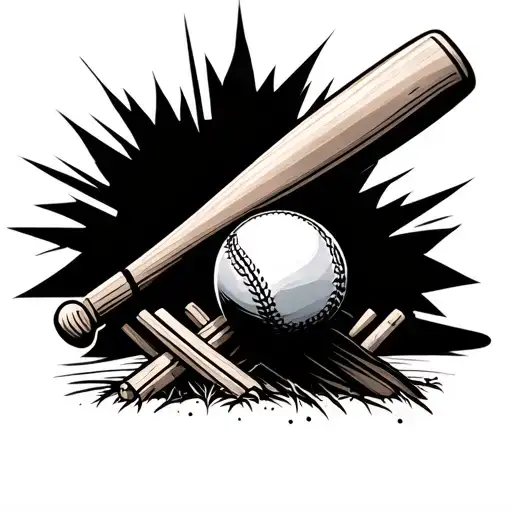 Cricket Bat Leaning Against The Wickets With A Cricket Ball