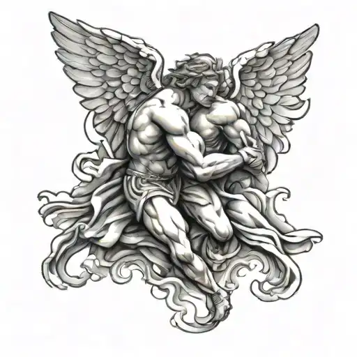 Jacob From Genesis Wrestling An Angel