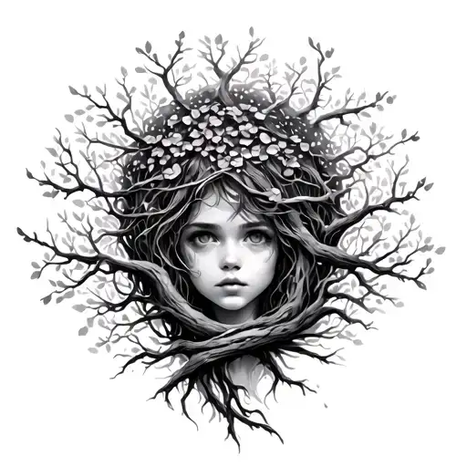 Tree With Branches Wrapped Around Girl