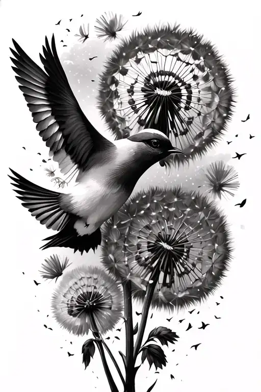 Dandelion Into Birds Flying Away