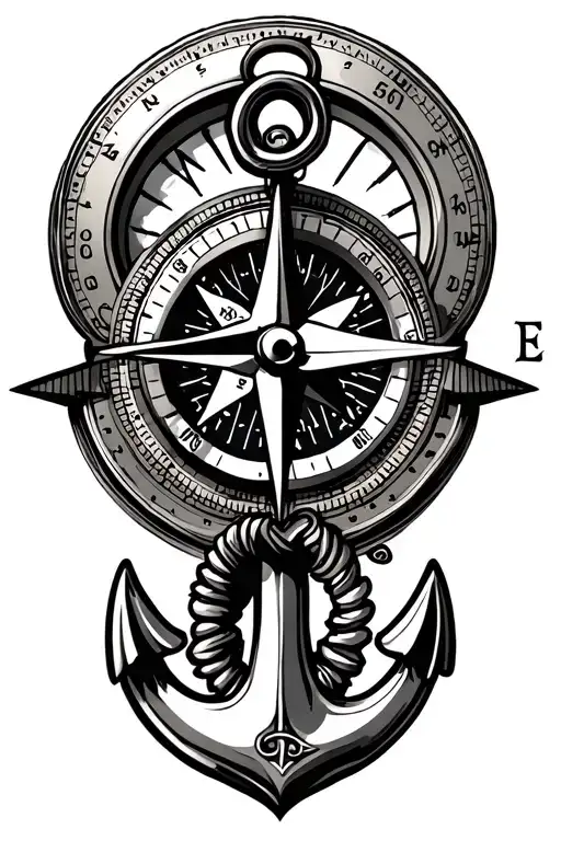 Nautical Compass With Anchor