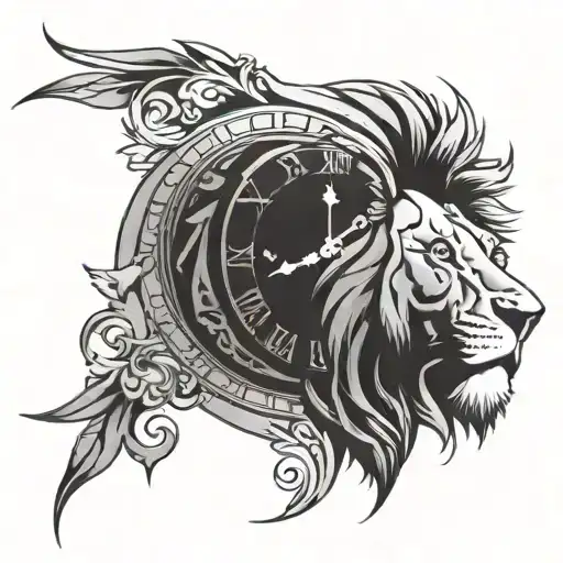 Lion Face And Clock