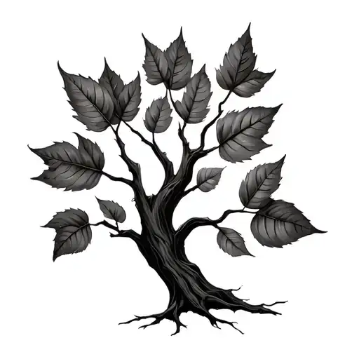 Tree With Faaling Leafs Growing