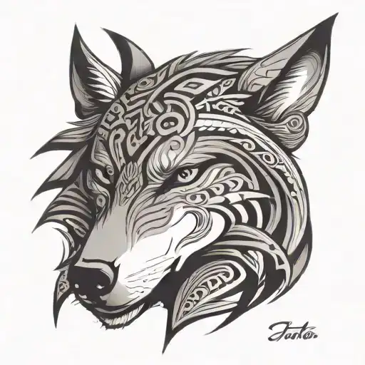 Wolf Wrapped In A Tribal