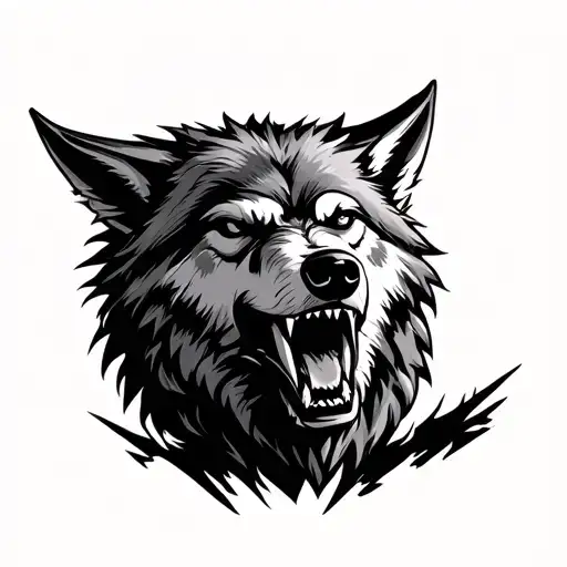 Growling Wolf In Viking Theme