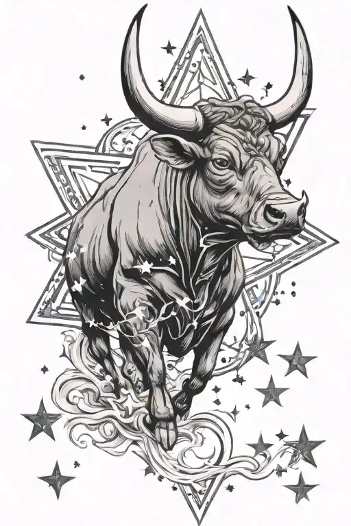 Bull And Stars Surrounding