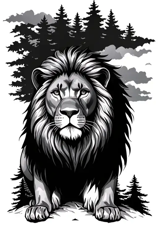 Lion And Trees Background Looking