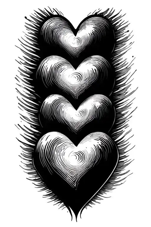 Three Hearts With Fingerprints Shaped