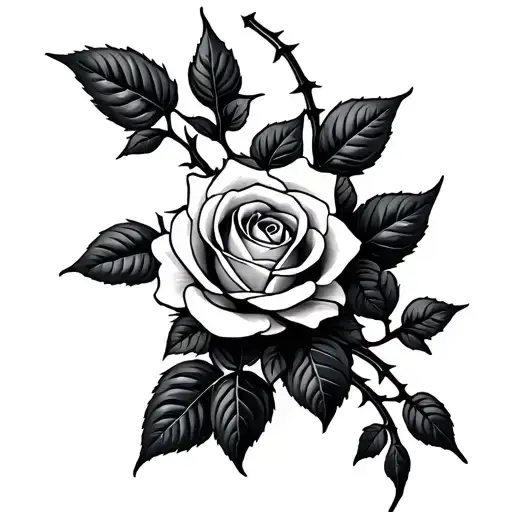 Vine Tattoo With 1 Rose And Thorns Around The Arm And Shoulder