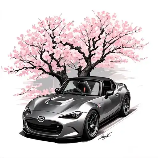 Cherry Blossom Mx5 Car Driving