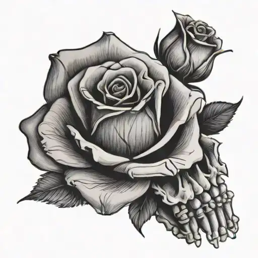 Skeleton Hand Holding Rose