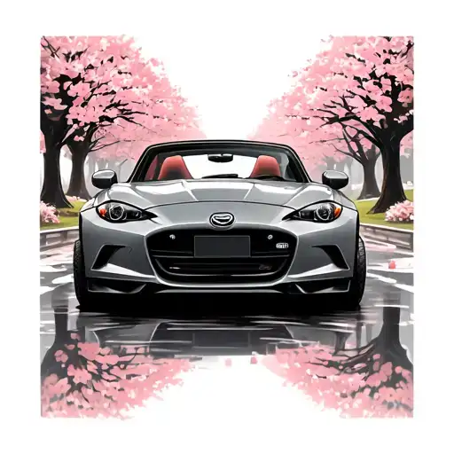 Cherry Blossom Na Mx5 Car Driving Towards