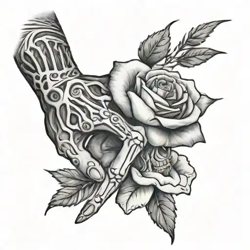 Rose In Skeleton Hand