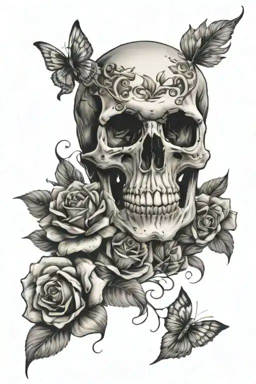Skull And Flowers
