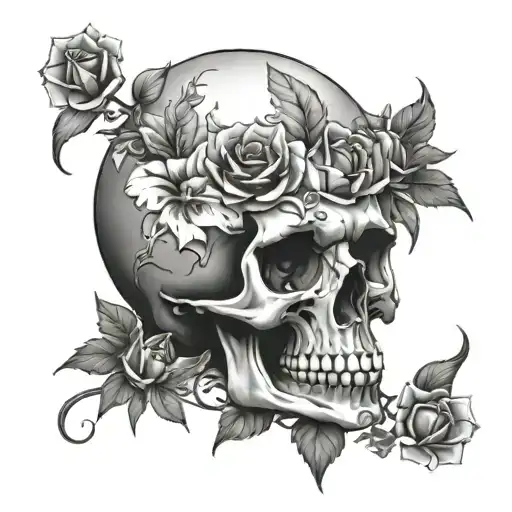 Skull And Flowers